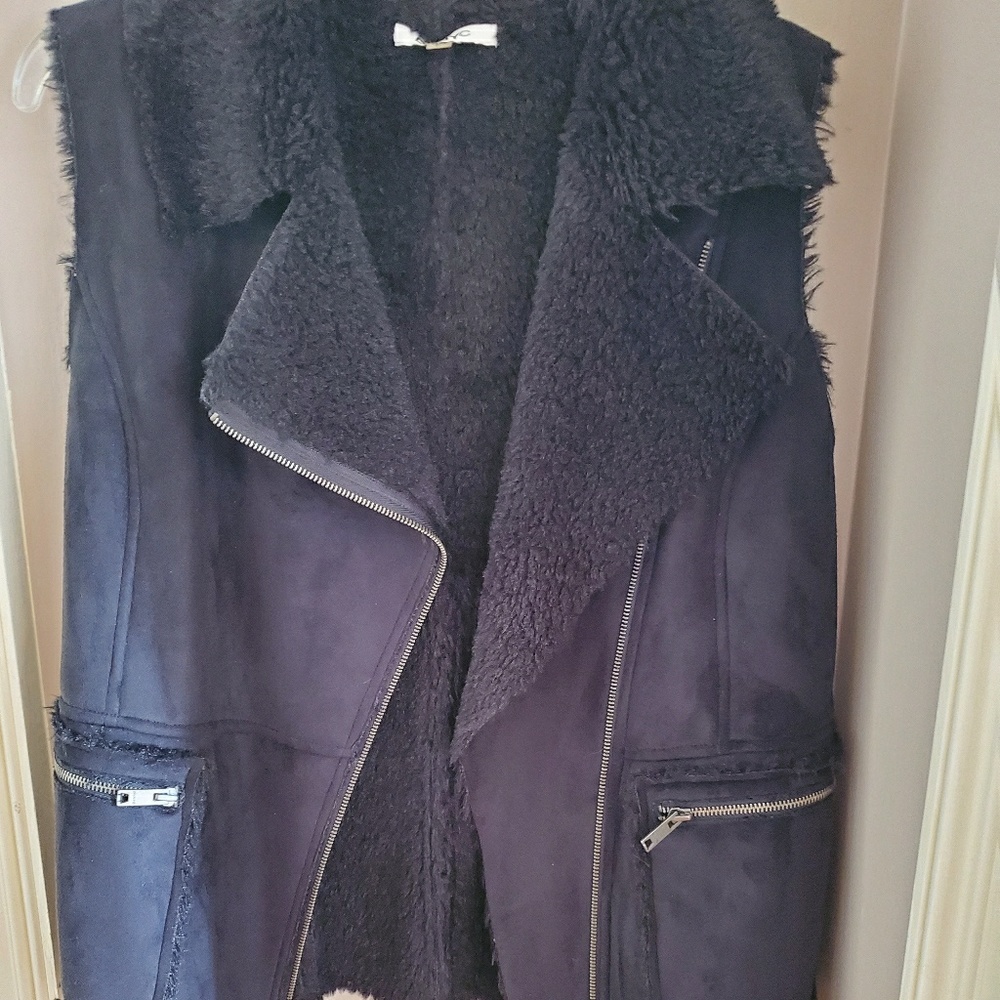 Faux suede and pile vest.